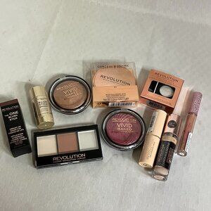 Revolution Makeup Lot Of 10 Concealers Blush Highlighter Bronze Eyeshadow & More